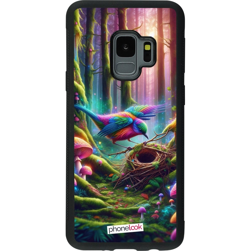 Coque Samsung Galaxy S9 - Silicone rigide noir Oiseau Nid Forêt