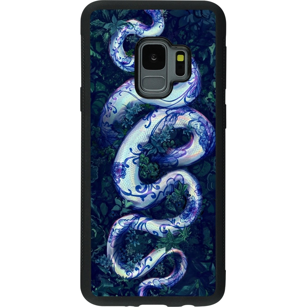 Coque Samsung Galaxy S9 - Silicone rigide noir Serpent Blue Anaconda