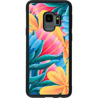 Coque Samsung Galaxy S9 - Silicone rigide noir Spring 23 colorful flowers