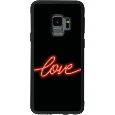 Coque Samsung Galaxy S9 - Silicone rigide noir Valentine 2023 neon love