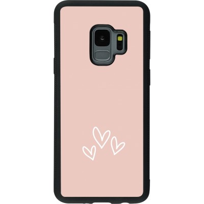 Coque Samsung Galaxy S9 - Silicone rigide noir Valentine 2023 three minimalist hearts