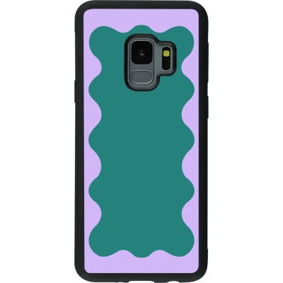 Coque Samsung Galaxy S9 - Silicone rigide noir Wavy Rectangle Green Purple