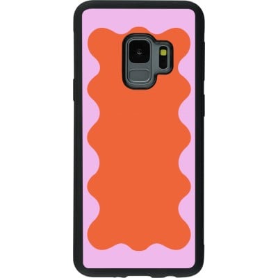 Coque Samsung Galaxy S9 - Silicone rigide noir Wavy Rectangle Orange Pink