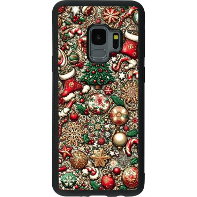 Coque Samsung Galaxy S9 - Silicone rigide noir Noël 2023 micro pattern