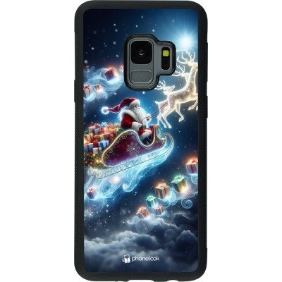 Coque Samsung Galaxy S9 - Silicone rigide noir Noël 2023 Père Noël enchanté