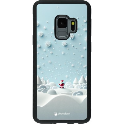 Coque Samsung Galaxy S9 - Silicone rigide noir Noël 2023 Petit Père Flocon