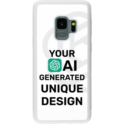 Coque Samsung Galaxy S9 - Silicone rigide blanc 100% unique générée par intelligence artificielle (AI) avec vos idées