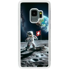 Coque Samsung Galaxy S9 - Silicone rigide blanc Astro Suisse sur lune