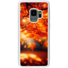 Coque Samsung Galaxy S9 - Silicone rigide blanc Automne Magique Orange