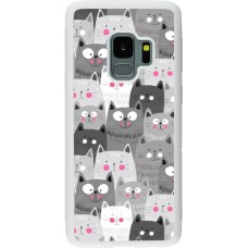 Coque Samsung Galaxy S9 - Silicone rigide blanc Chats gris troupeau