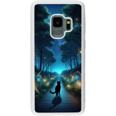 Coque Samsung Galaxy S9 - Silicone rigide blanc Chat noir promenade