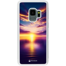 Coque Samsung Galaxy S9 - Silicone rigide blanc Coucher soleil jaune violet