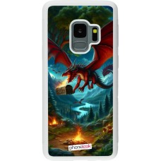 Coque Samsung Galaxy S9 - Silicone rigide blanc Dragon Volant Forêt Trésor