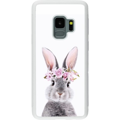 Coque Samsung Galaxy S9 - Silicone rigide blanc Easter 2023 flower bunny