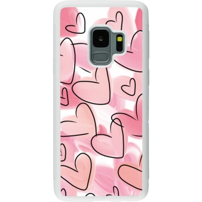 Coque Samsung Galaxy S9 - Silicone rigide blanc Easter 2023 pink hearts