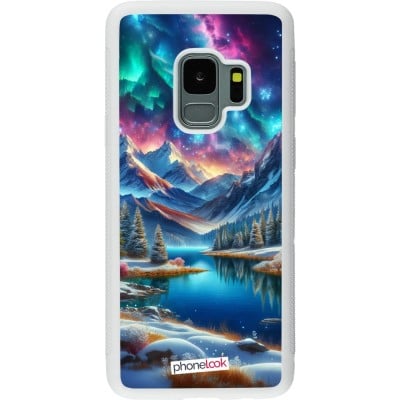 Coque Samsung Galaxy S9 - Silicone rigide blanc Fantasy Mountain Lake Sky Stars