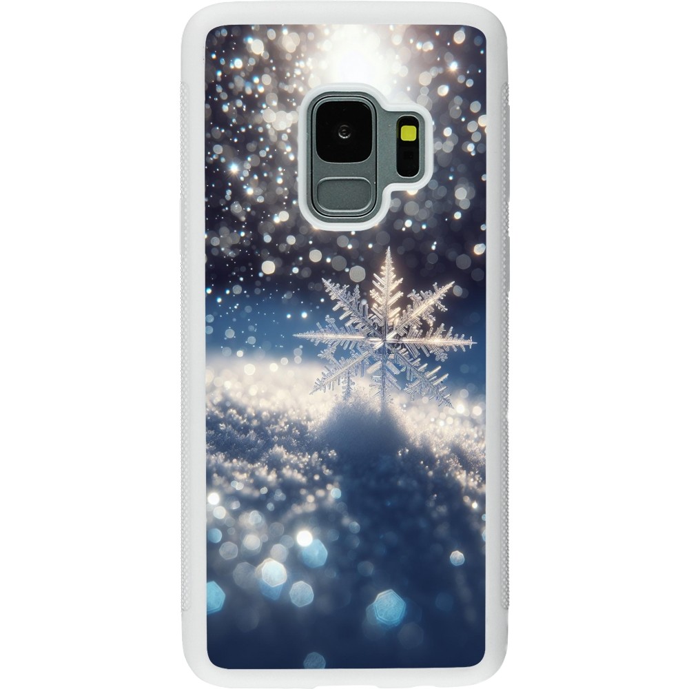 Coque Samsung Galaxy S9 - Silicone rigide blanc Flocon Solaire Éclat