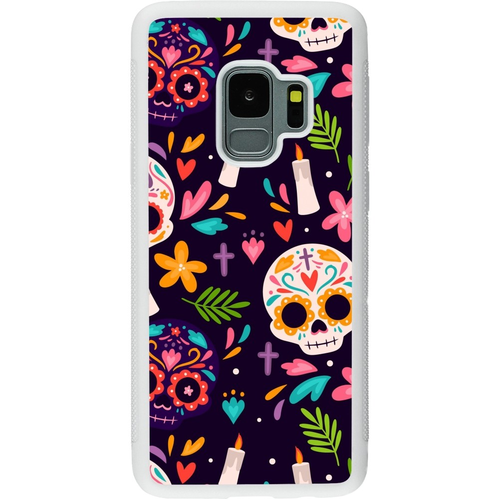 Coque Samsung Galaxy S9 - Silicone rigide blanc Halloween 2023 mexican style