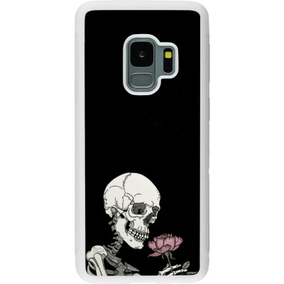 Coque Samsung Galaxy S9 - Silicone rigide blanc Halloween 2023 rose and skeleton