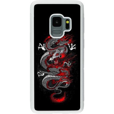 Coque Samsung Galaxy S9 - Silicone rigide blanc Japanese style Dragon Tattoo Red Black