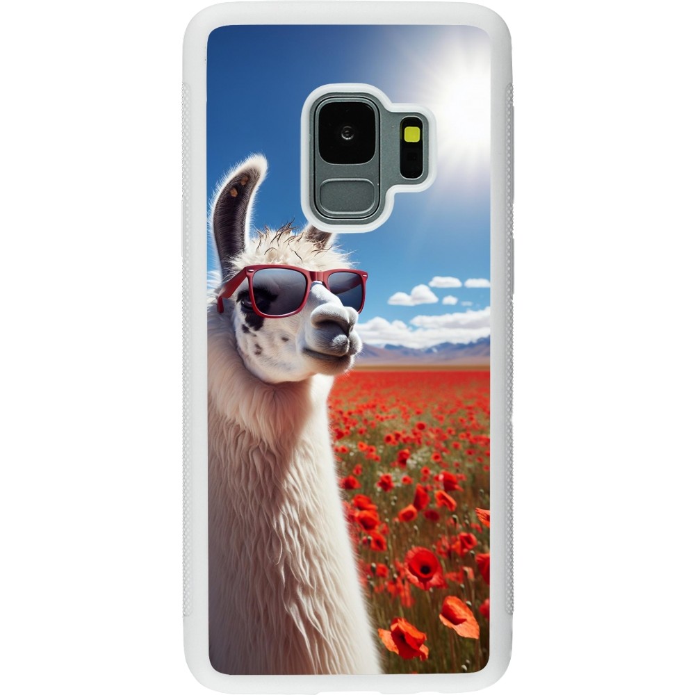 Coque Samsung Galaxy S9 - Silicone rigide blanc Lama Chic en Coquelicot