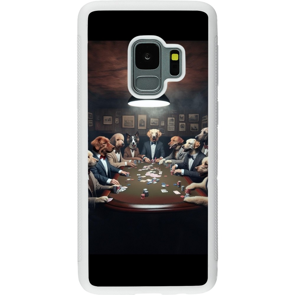 Coque Samsung Galaxy S9 - Silicone rigide blanc Les pokerdogs