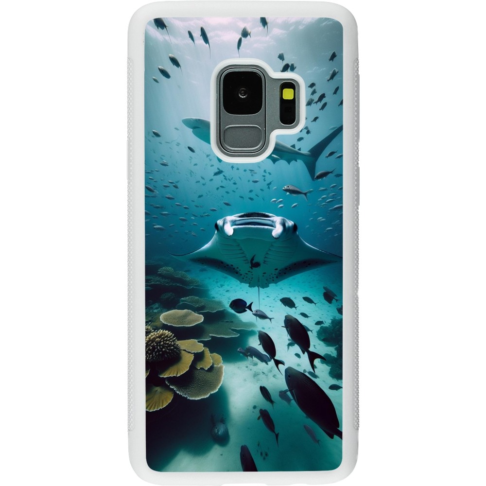 Coque Samsung Galaxy S9 - Silicone rigide blanc Manta Lagon Nettoyage