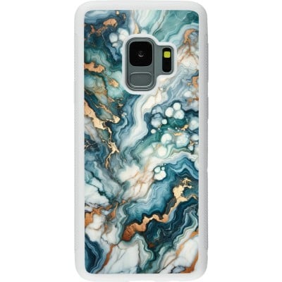 Coque Samsung Galaxy S9 - Silicone rigide blanc Marbre Vert Bleu Doré