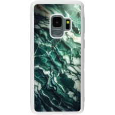 Coque Samsung Galaxy S9 - Silicone rigide blanc Marbre vert majestueux