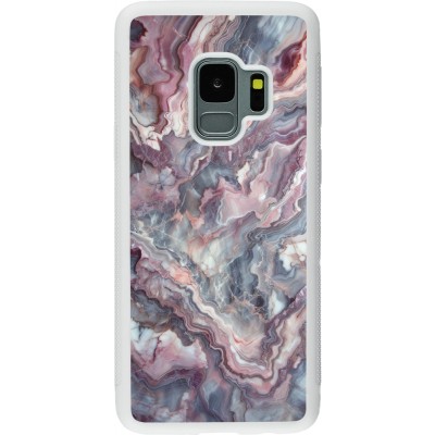 Coque Samsung Galaxy S9 - Silicone rigide blanc Marbre violette argentée