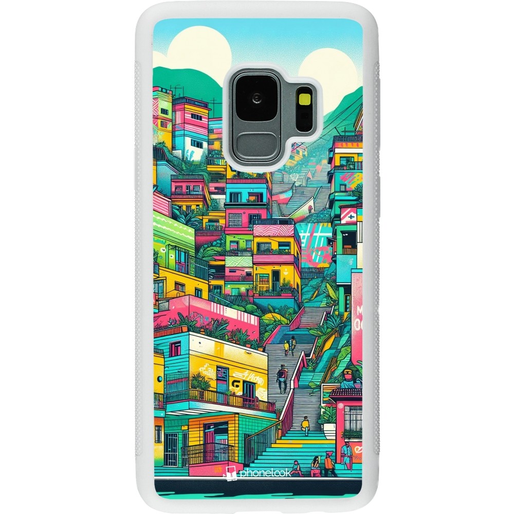 Coque Samsung Galaxy S9 - Silicone rigide blanc Medellin Comuna 13 Art