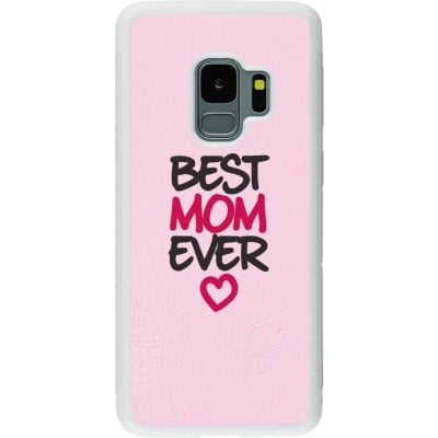 Coque Samsung Galaxy S9 - Silicone rigide blanc Mom 2023 best Mom ever pink