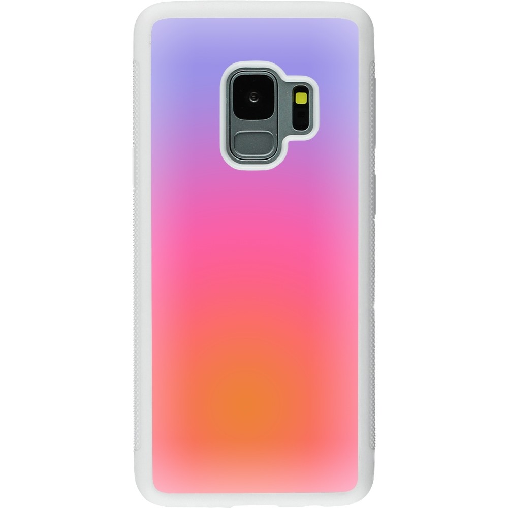 Coque Samsung Galaxy S9 - Silicone rigide blanc Orange Pink Blue Gradient