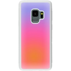 Coque Samsung Galaxy S9 - Silicone rigide blanc Orange Pink Blue Gradient