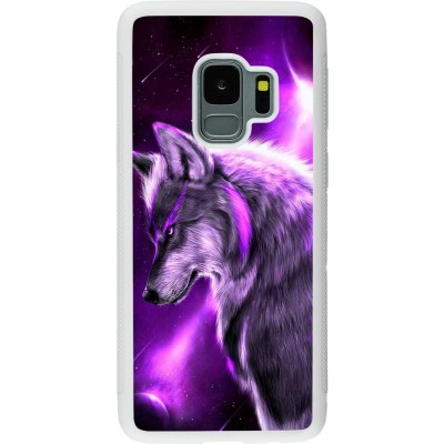 Coque Samsung Galaxy S9 - Silicone rigide blanc Purple Sky Wolf