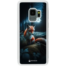 Coque Samsung Galaxy S9 - Silicone rigide blanc Renard lune forêt