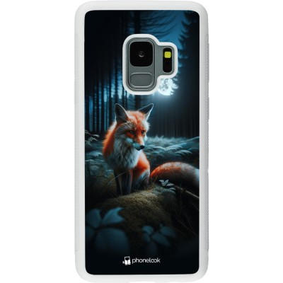 Coque Samsung Galaxy S9 - Silicone rigide blanc Renard lune forêt