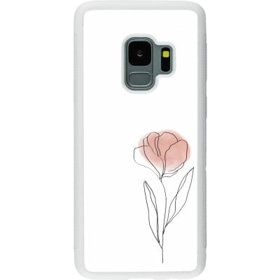 Coque Samsung Galaxy S9 - Silicone rigide blanc Spring 23 minimalist flower