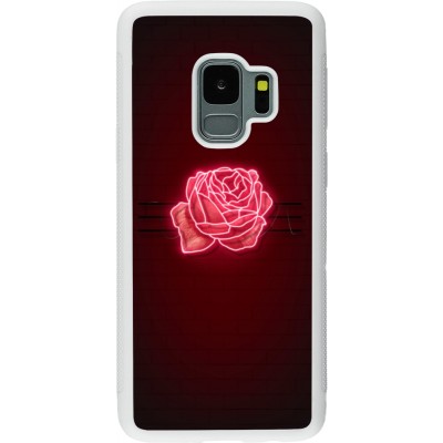 Coque Samsung Galaxy S9 - Silicone rigide blanc Spring 23 neon rose