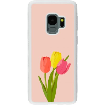 Coque Samsung Galaxy S9 - Silicone rigide blanc Spring 23 tulip trio