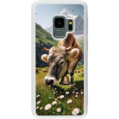 Coque Samsung Galaxy S9 - Silicone rigide blanc Vache montagne Valais