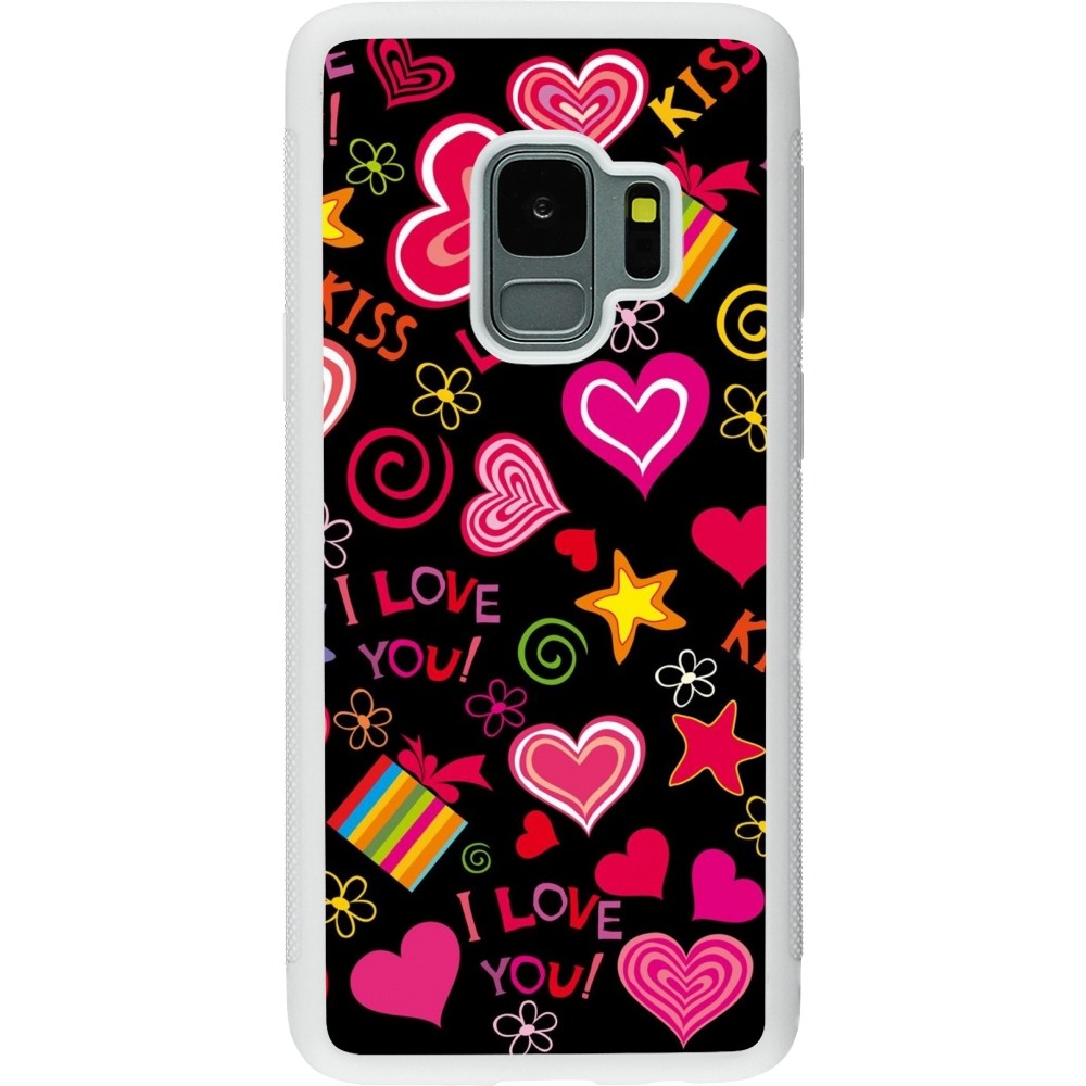 Coque Samsung Galaxy S9 - Silicone rigide blanc Valentine 2023 love symbols