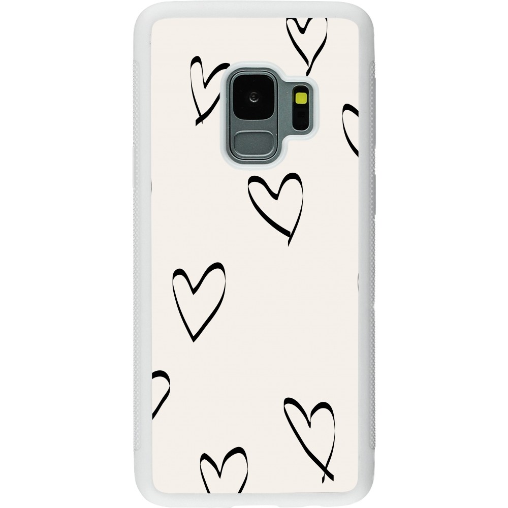 Coque Samsung Galaxy S9 - Silicone rigide blanc Valentine 2023 minimalist hearts