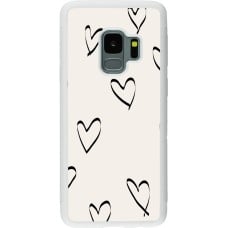 Coque Samsung Galaxy S9 - Silicone rigide blanc Valentine 2023 minimalist hearts