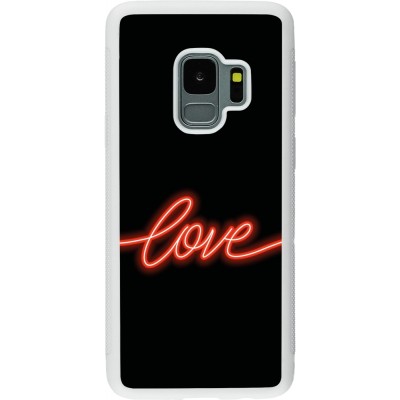 Coque Samsung Galaxy S9 - Silicone rigide blanc Valentine 2023 neon love