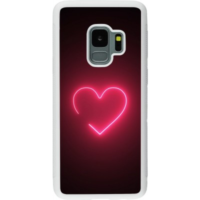 Coque Samsung Galaxy S9 - Silicone rigide blanc Valentine 2023 single neon heart