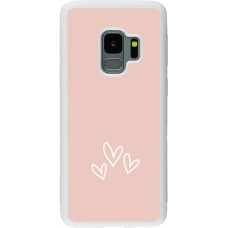 Coque Samsung Galaxy S9 - Silicone rigide blanc Valentine 2023 three minimalist hearts