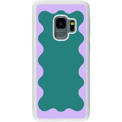 Coque Samsung Galaxy S9 - Silicone rigide blanc Wavy Rectangle Green Purple