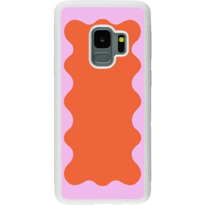 Coque Samsung Galaxy S9 - Silicone rigide blanc Wavy Rectangle Orange Pink