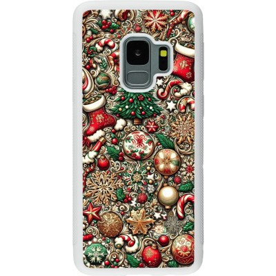 Coque Samsung Galaxy S9 - Silicone rigide blanc Noël 2023 micro pattern